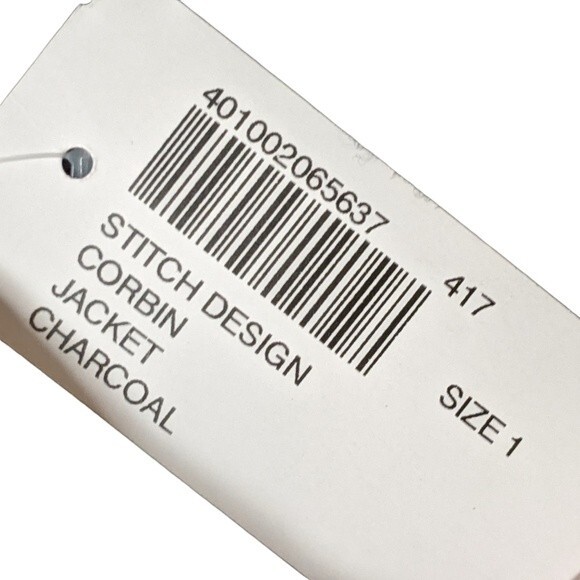 chicos stitch design corbin embroidered charcoal wool blend jacket blazer 1/S - Picture 6 of 10